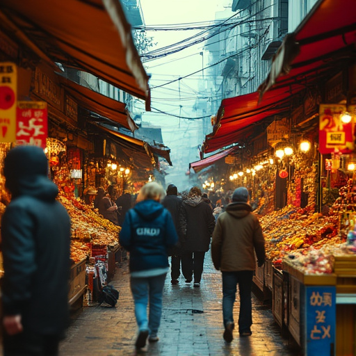 A Bustling Marketplace Under a Warm Sun