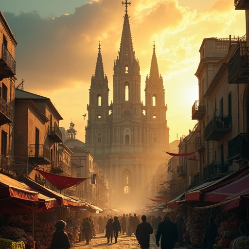 Golden Hour Majesty: A Cathedral Beckons at Sunset