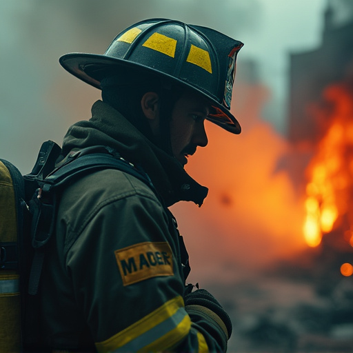 Firefighter Bravely Faces Inferno