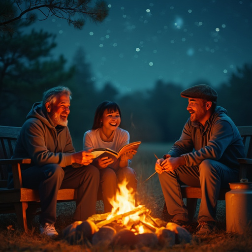 Campfire Companionship Under a Starry Sky