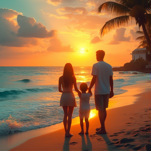 Silhouettes of Love: A Family’s Sunset Stroll