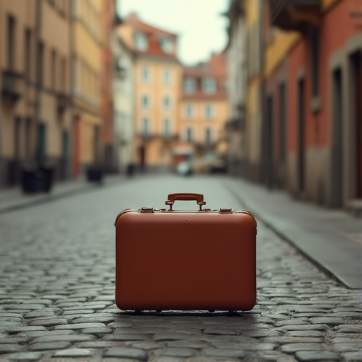 Lost in Time: A Vintage Suitcase on a Cobblestone Street