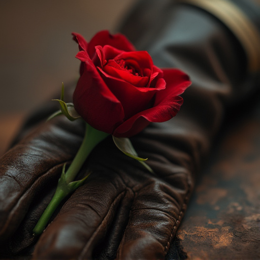 A Timeless Romance: Red Rose and Leather Glove