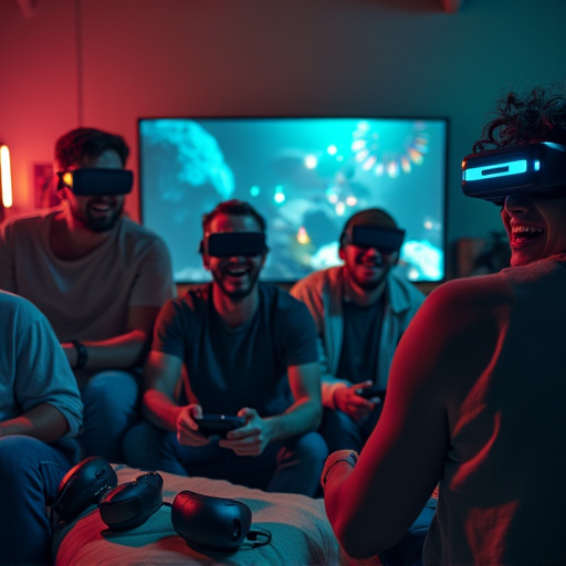 VR Immersion: A World of Red and Blue Excitement