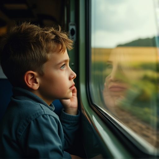 Lost in Thought: A Boy’s Journey Through a Blurred Landscape