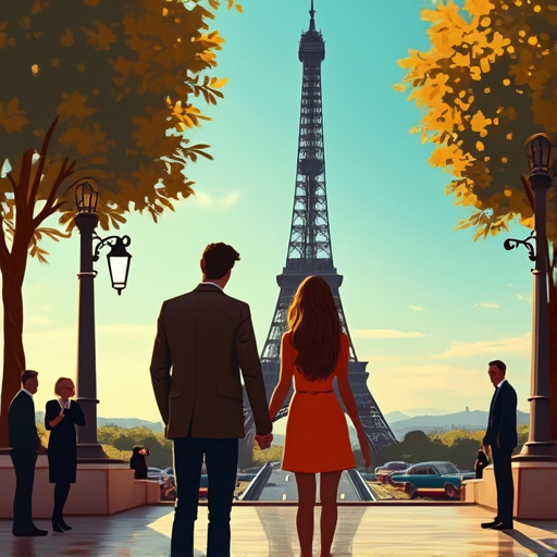 Parisian Romance: A Couple’s Silhouette Against the Eiffel Tower