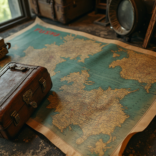 A Journey Through Time: Vintage Map and Suitcase