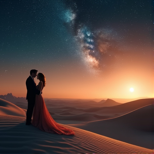 Silhouetted Love Under a Milky Way Sky