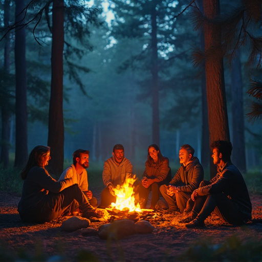 Campfire Tales: Friends Gather Under the Stars