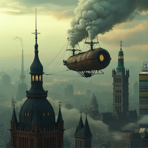 Steampunk Cityscape: Where Mystery Meets Whimsy