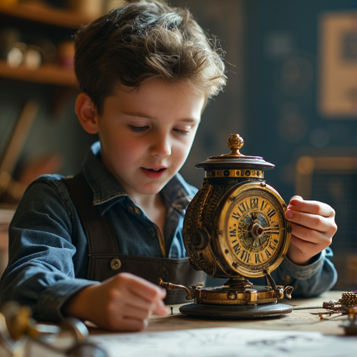 Timeless Wonder: A Boy’s Fascination with an Antique Clock