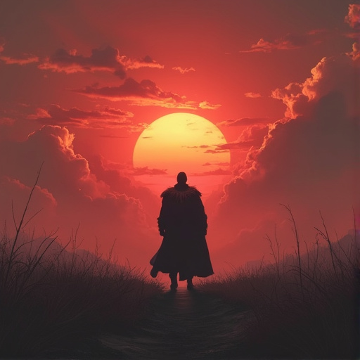 A Solitary Journey Towards the Crimson Sun