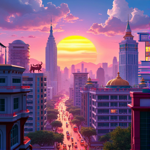 Dreamy Sunset Paints a Vibrant Cityscape