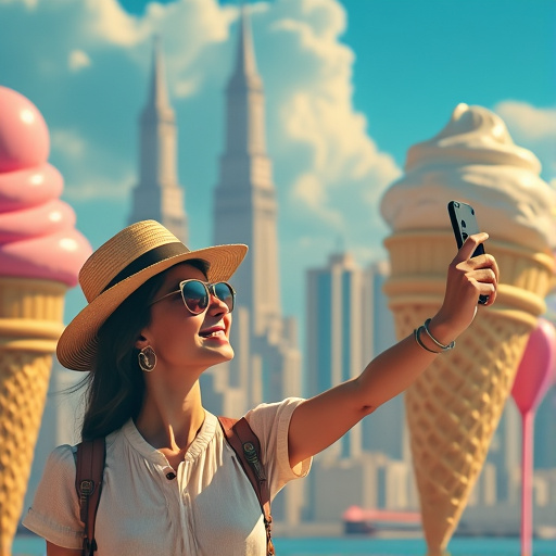 Summer Fun: Selfie with a Giant Ice Cream Cone