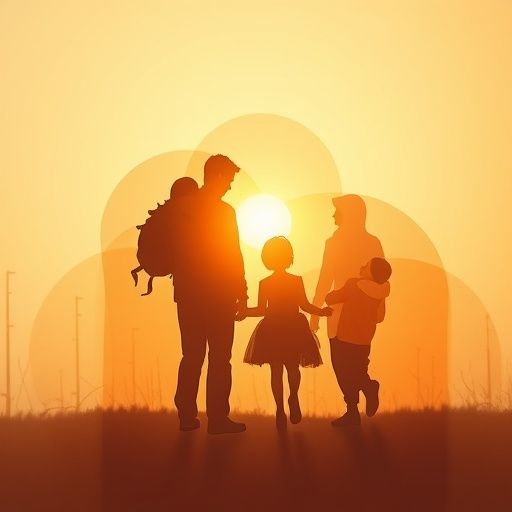 Silhouettes of Hope: A Family Bathed in Golden Light