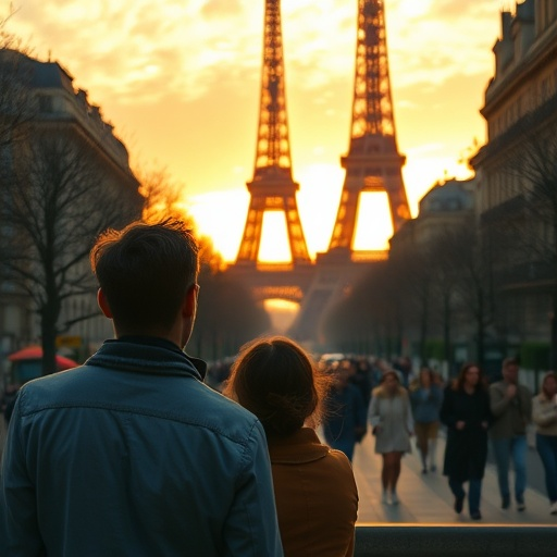 Parisian Romance: A Timeless Silhouette at Sunset