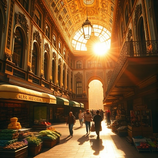 Sun-Drenched Arcade Bustles with Life