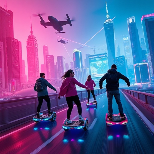 Neon City Riders: Hoverboarding into the Future