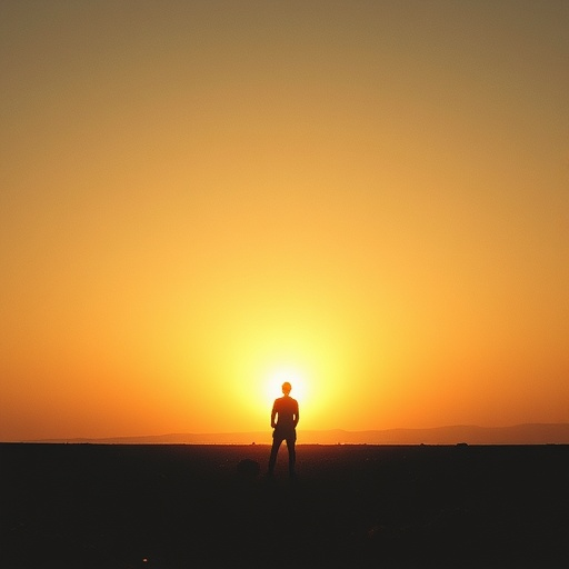 Silhouetted Solitude: A Moment of Tranquility at Sunset