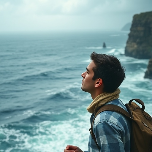 Contemplating the Vastness: A Moment of Peace on the Cliffside