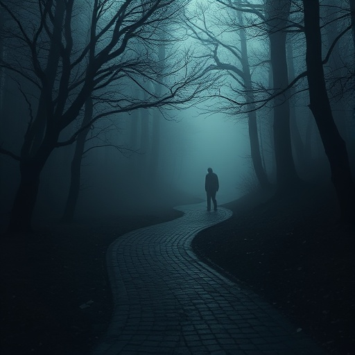 Lost in the Mist: A Solitary Figure Walks a Path of Mystery