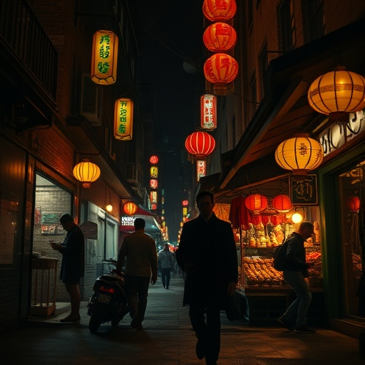 Lost in the Shadows: A Mysterious Stroll Through a Lantern-Lit Alley