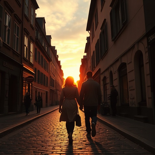 Sunset Romance in a European City