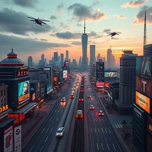 Futuristic Cityscape at Sunset