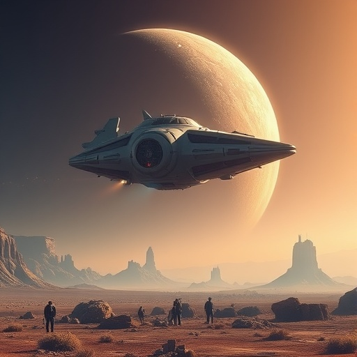 A Mysterious Spaceship Descends Upon a Desert World