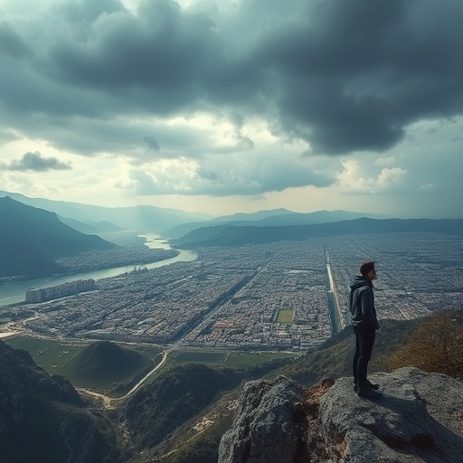 A Solitary Figure Contemplates the City’s Vastness