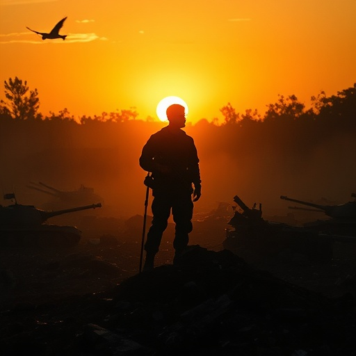 Silhouetted Against the Setting Sun: A Soldier’s Solitary Vigil