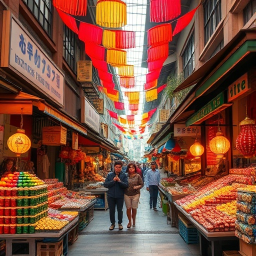 Vibrant Street Market in Asia