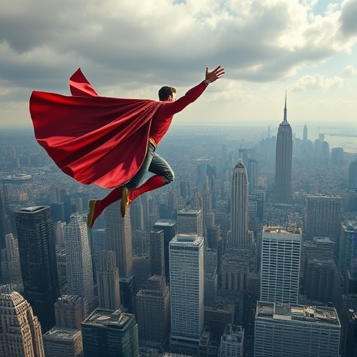 Soaring Above the City: A Superhero’s Epic Flight