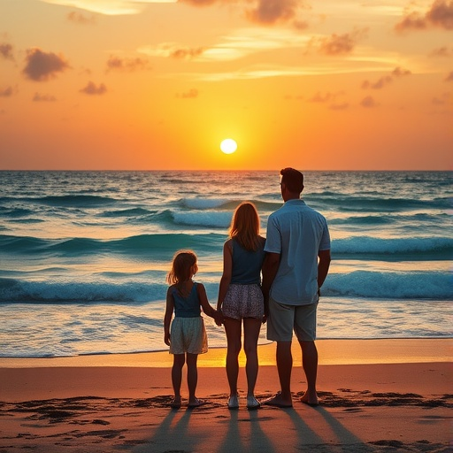 Sunset Silhouette: A Family’s Tranquil Moment