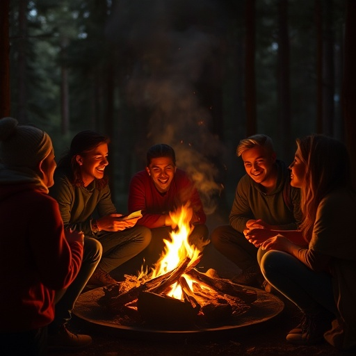 Campfire Cozy: Friends Gather Under the Stars