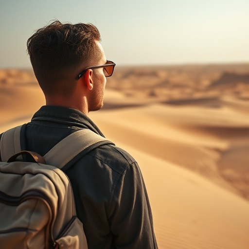 Silhouetted Against the Setting Sun: A Moment of Solitude in the Desert