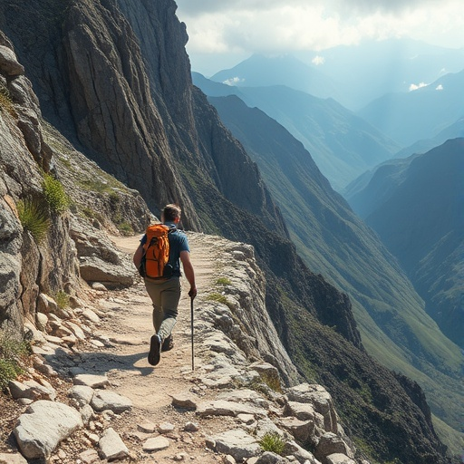 A Hiker’s Solitude Amidst Majestic Peaks