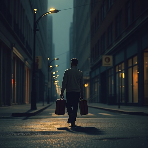 Lost in the Shadows: A Man’s Solitary Journey Through the City