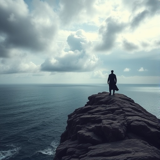 Silhouetted Solitude: A Moment of Contemplation on the Cliff’s Edge