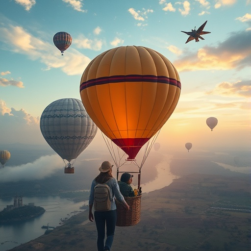 Soaring High: A Couple’s Serene Adventure in a Hot Air Balloon