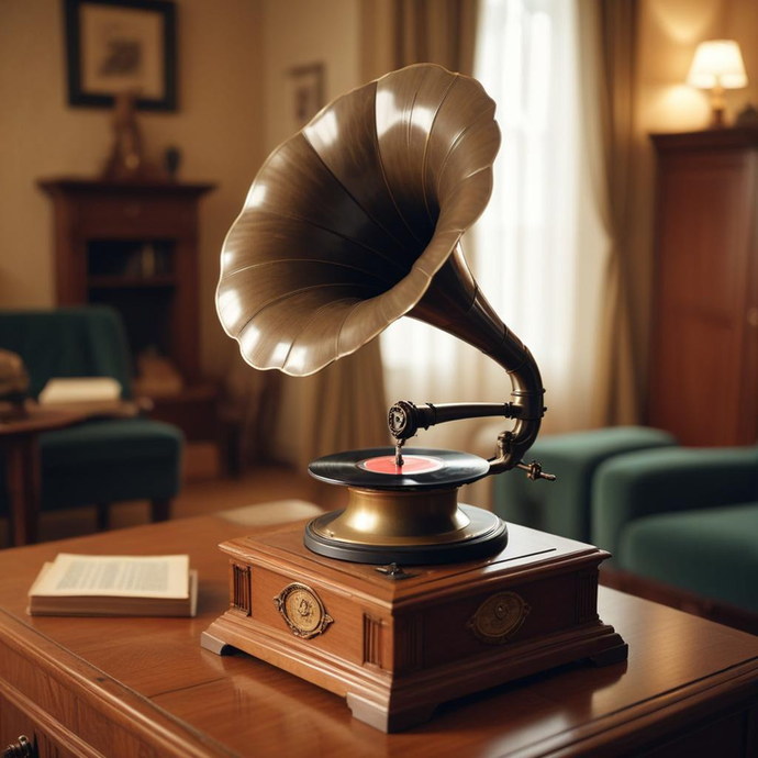 A Symphony of Nostalgia: An Antique Gramophone Takes Center Stage