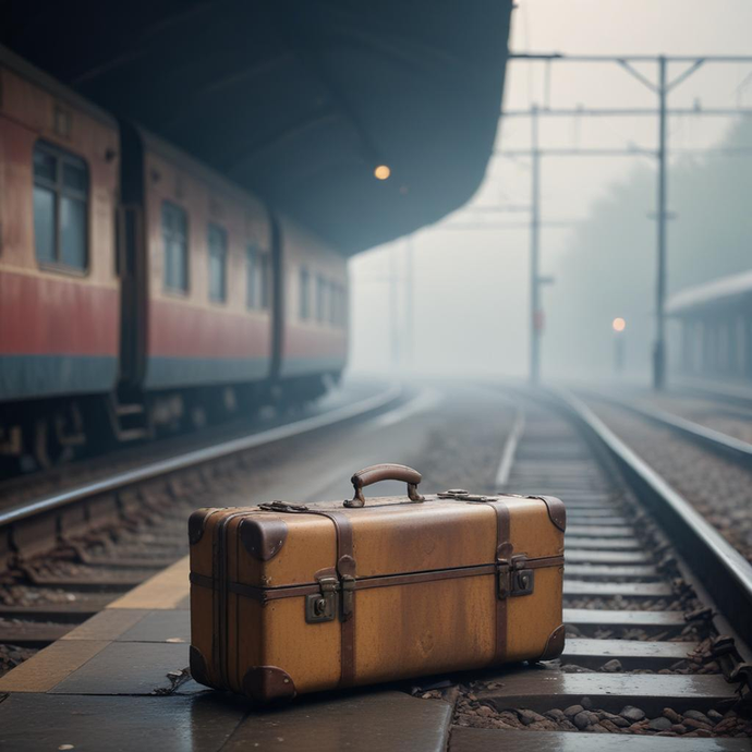 Lost in the Fog: A Vintage Suitcase Awaits its Journey