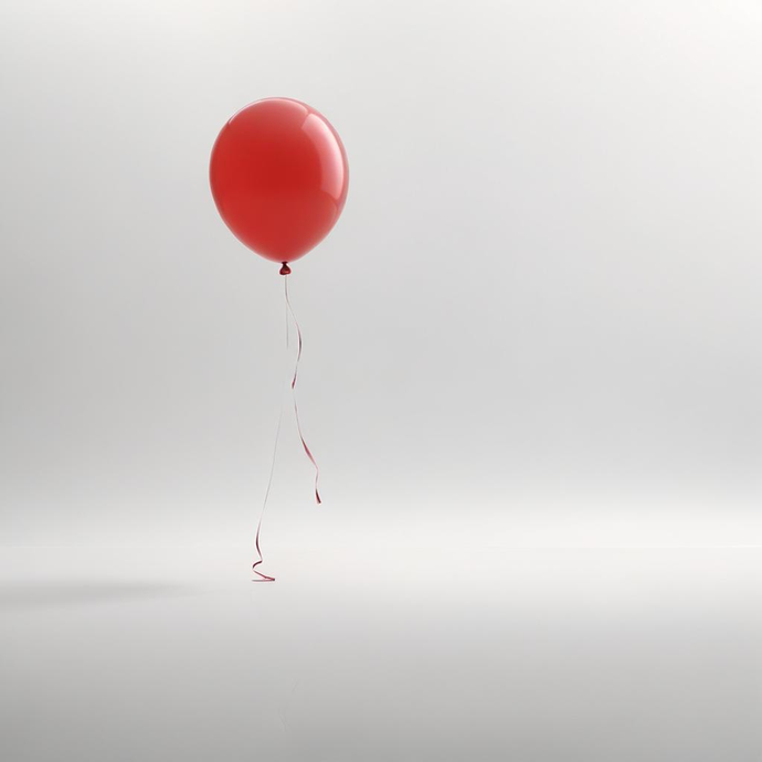 A Single Red Balloon in a White Void