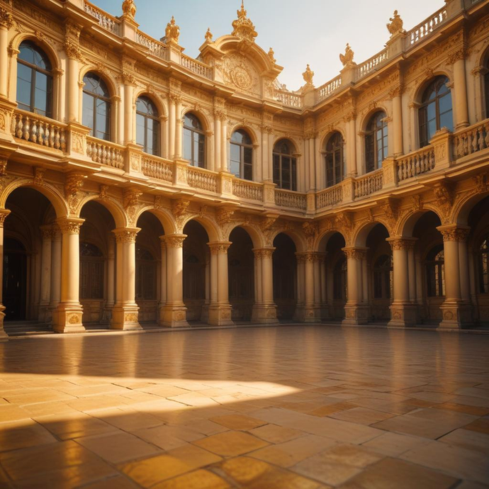 Sun-Drenched Grandeur: A Timeless Courtyard