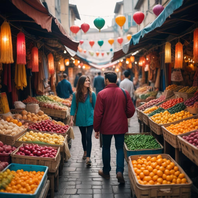 Vibrant Street Market Overflowing with Color and Life