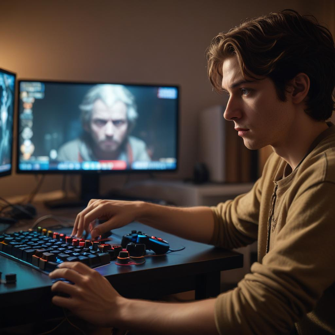 Lost in the Game: A Gamer’s Intense Focus