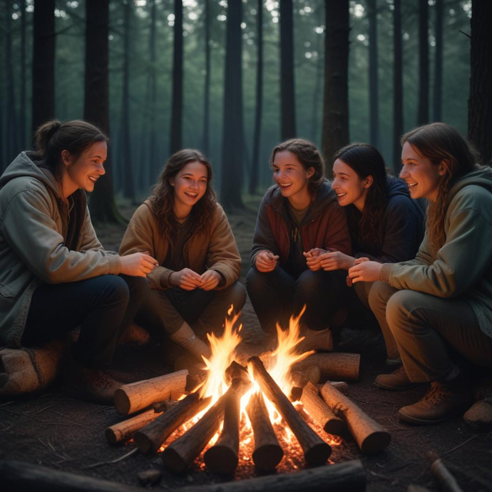 Campfire Glow: Intimacy and Laughter in the Forest