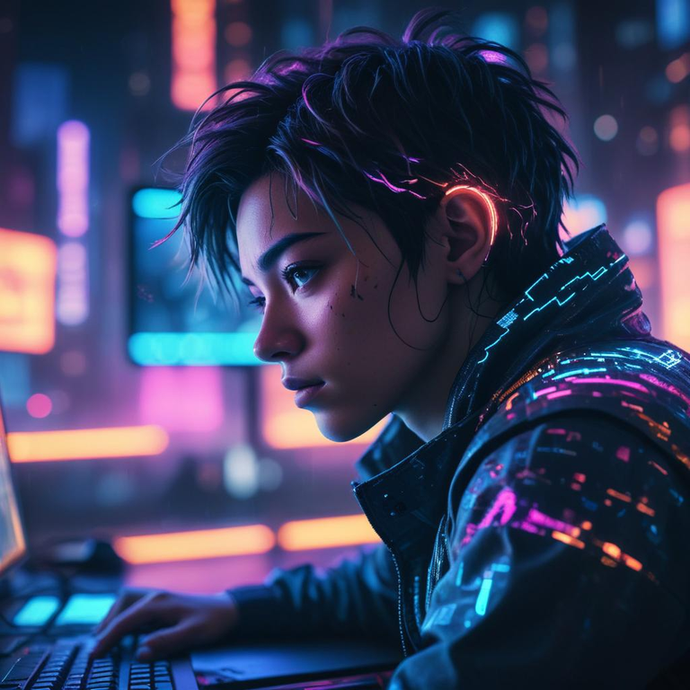 Lost in the Neon Glow: A Cyberpunk Focus