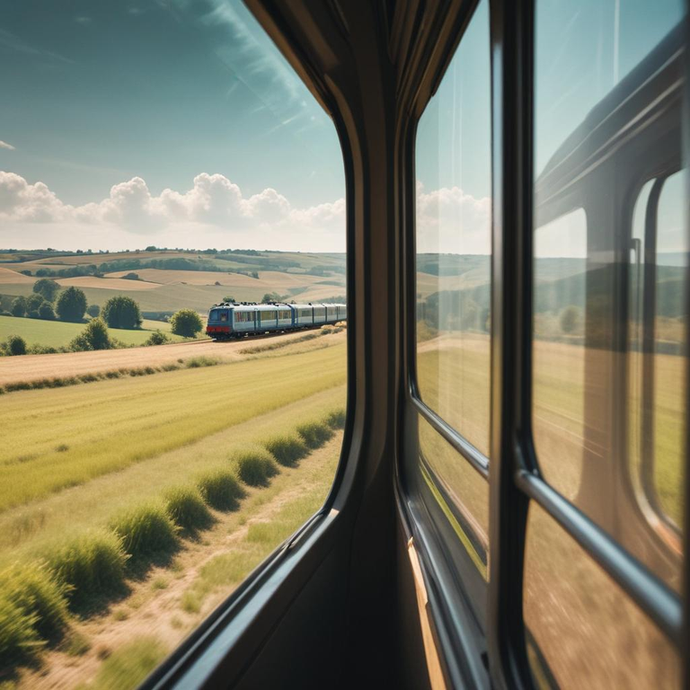 Tranquil Journey: A Glimpse of Rural Life from a Train Window