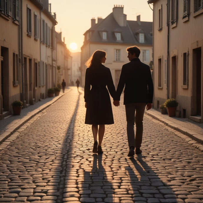 Sunset Stroll: A Romantic Evening in a European City